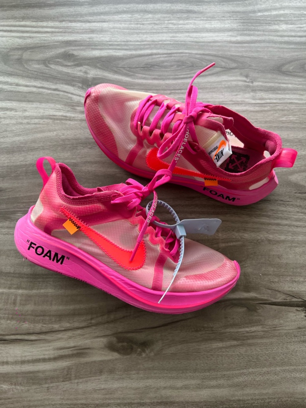Size 7 Men’s/ 8.5 Women’s - Off-White x Nike Zoom Fly SP Tulip Pink sneakers